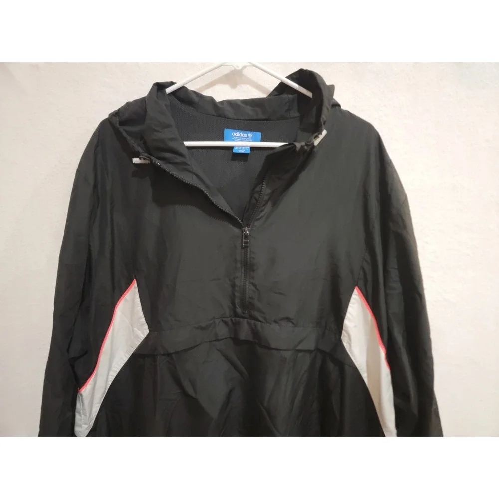 Adidas 1/4 Zip Anorak Windbreaker BQ7524‎ Black Pink Trefoil Logo Pullover 2XL